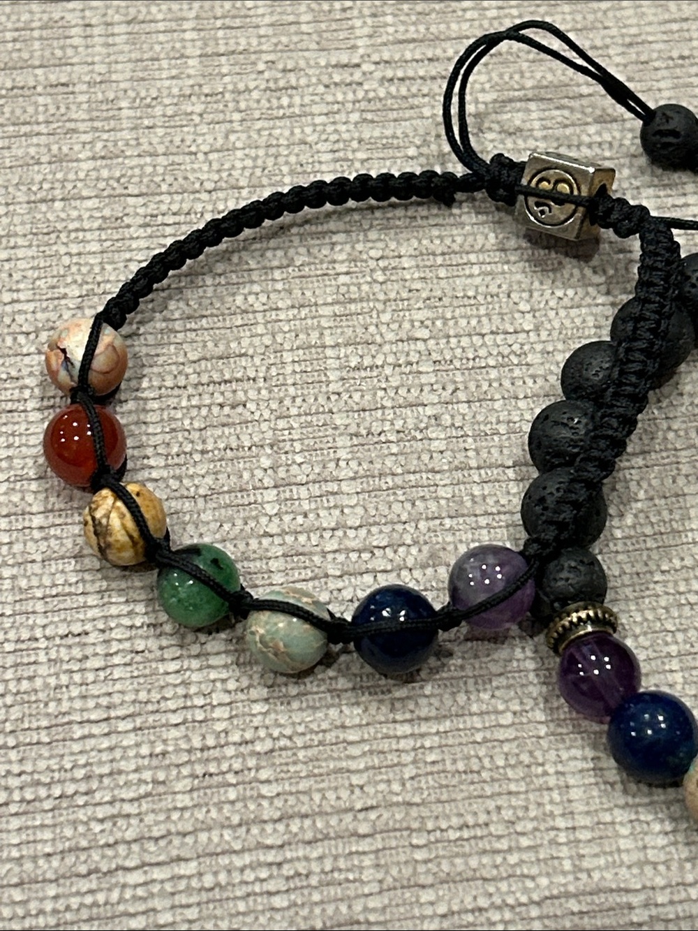 Adjustable Black Cord Chakra stone Bead Bracelet Set image 3